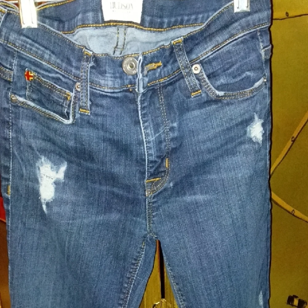 Hudson Jeans Distressed Blue Skinny Jeans - Picture 3 of 7